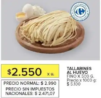 Carrefour Market Tallarines al huevo fino oferta