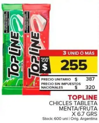 Carrefour Topline chicles tableta menta / fruta oferta