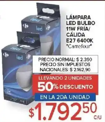Carrefour Market Carrefour lámpara led bulbo 11w fría/ cálida oferta