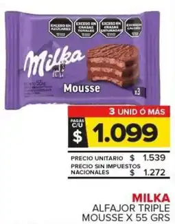 Carrefour Milka alfajor triple mousse oferta