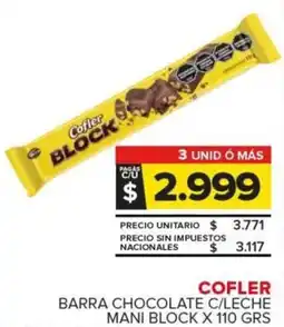 Carrefour Cofler barra chocolate c/leche mani block oferta