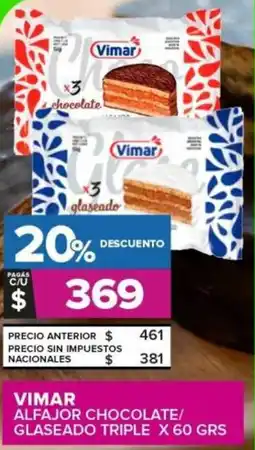 Carrefour Vimar alfajor chocolate/ glaseado triple oferta