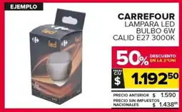Carrefour Carrefour lampara led bulbo 6w calid e27 3000k oferta