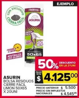 Carrefour Asurin bolsa residuos cierre facil limon 50 x 65 oferta