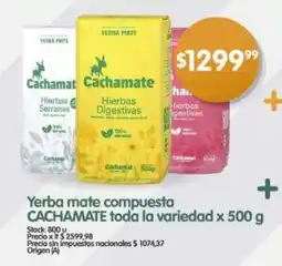 Supermercados Buenos Días Yerba mate compuesta cachamate toda la variedad oferta
