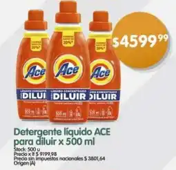 Supermercados Buenos Días Detergente líquido ACE para diluir oferta