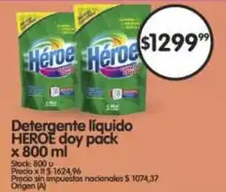 Supermercados Buenos Días Detergente líquido HEROE doy pack oferta