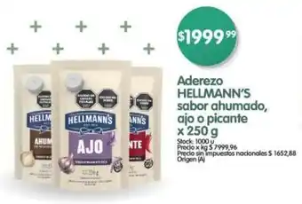 Supermercados Buenos Días Aderezo HELLMANN'S sabor ahumado, ajo o picante oferta