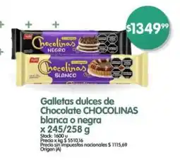 Supermercados Buenos Días Galletas dulces de Chocolate CHOCOLINAS blanca o negra oferta
