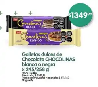 Supermercados Buenos Días Galletas dulces de Chocolate CHOCOLINAS blanca o negra oferta