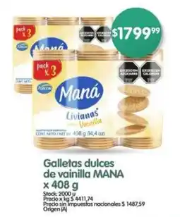 Supermercados Buenos Días Galletas dulces de vainilla MANA oferta