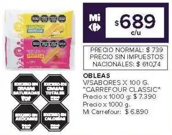 Carrefour Carrefour classic obleas v/sabores oferta