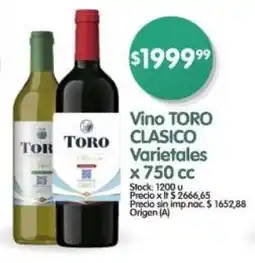 Supermercados Buenos Días Vino TORO CLASICO Varietales oferta
