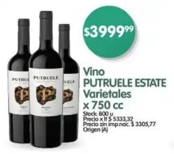 Supermercados Buenos Días Vino EL PUTRUELE ESTATE Varietales oferta