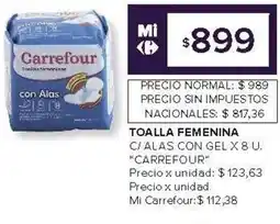 Carrefour Carrefour toalla femenina c/ alas con gel oferta