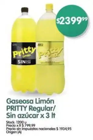 Supermercados Buenos Días Gaseosa Limón PRITTY Regular / Sin azúcar oferta