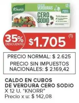 Carrefour Knorr caldo en cubos de verdura cero sodio oferta