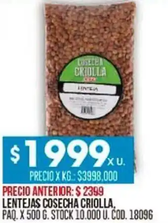 Coto Lentejas cosecha criolla, paq oferta