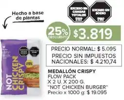 Carrefour Not chicken burger medallón crispy flow pack oferta
