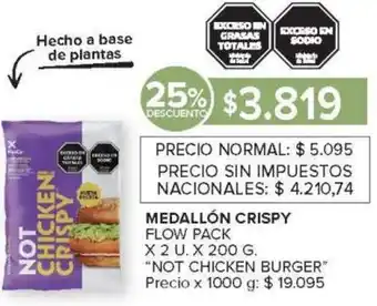 Carrefour Not chicken burger medallón crispy flow pack oferta