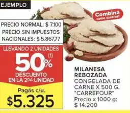 Carrefour Carrefour milanesa rebozada congelada de carne oferta