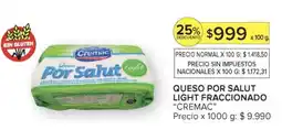 Carrefour Cremac queso por salut light fraccionado oferta