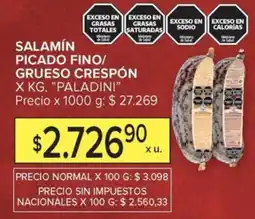 Carrefour Paladini salamín picado fino/ grueso crespón oferta
