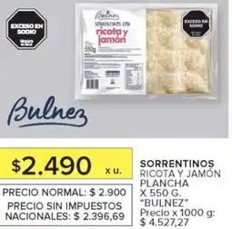 Carrefour Bulnez sorrentinos ricota y jamón plancha oferta