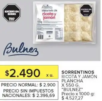Carrefour Bulnez sorrentinos ricota y jamón plancha oferta
