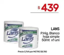 Nini Mayorista LANS P. Hig. Blanco hoja simple oferta