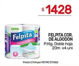 Nini Mayorista Felpita cor. de algodon p. hig. doble hoja oferta