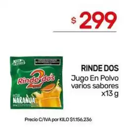 Nini Mayorista Rinde dos jugo en polvo varios sabores oferta