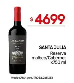 Nini Mayorista Santa julia reserva malbec / Cabernet oferta