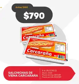 Supermercados Tadicor Salchichas de viena carcaraña oferta