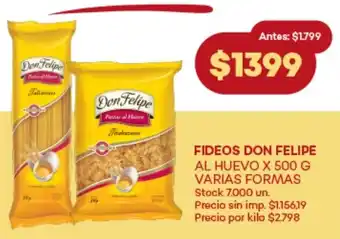 Supermercados Tadicor Fideos don felipe al huevo varias formas oferta