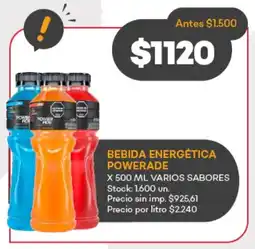 Supermercados Tadicor Bebida energética powerade varios sabores oferta