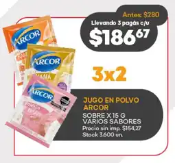Supermercados Tadicor Jugo en polvo arcor sobre varios sabores oferta