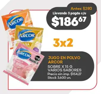 Supermercados Tadicor Jugo en polvo arcor sobre varios sabores oferta