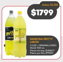 Supermercados Tadicor Gaseosa pritty limón original/cero oferta