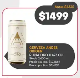 Supermercados Tadicor Cerveza andes origen rubia oro oferta