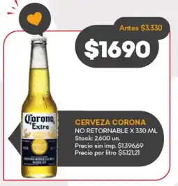 Supermercados Tadicor Cerveza corona no retornable oferta