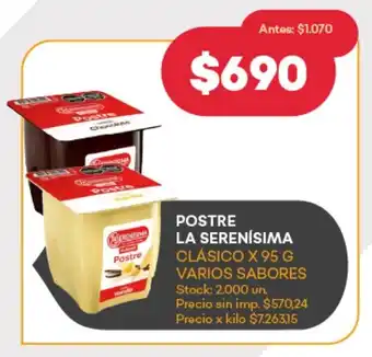 Supermercados Tadicor Postre la serenísima clásico varios sabores oferta