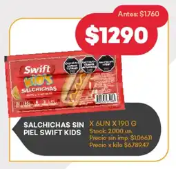 Supermercados Tadicor Salchichas sin piel swift kids oferta