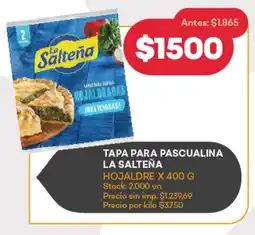 Supermercados Tadicor Tapa para pascualina la salteña hojaldre oferta