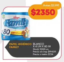 Supermercados Tadicor Papel higiénico blanco family oferta