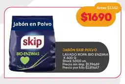 Supermercados Tadicor Jabón skip polvo lavado ropa bio enzima oferta
