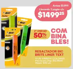 Supermercados Tadicor Resaltador BIC brite liner text varios colores oferta