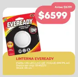 Supermercados Tadicor Linterna eveready push on led luz de toque sin pilas oferta