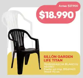 Supermercados Tadicor Sillón garden life titan blanco / negro oferta