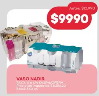 Supermercados Tadicor Vaso nadir pack dubai/opera oferta